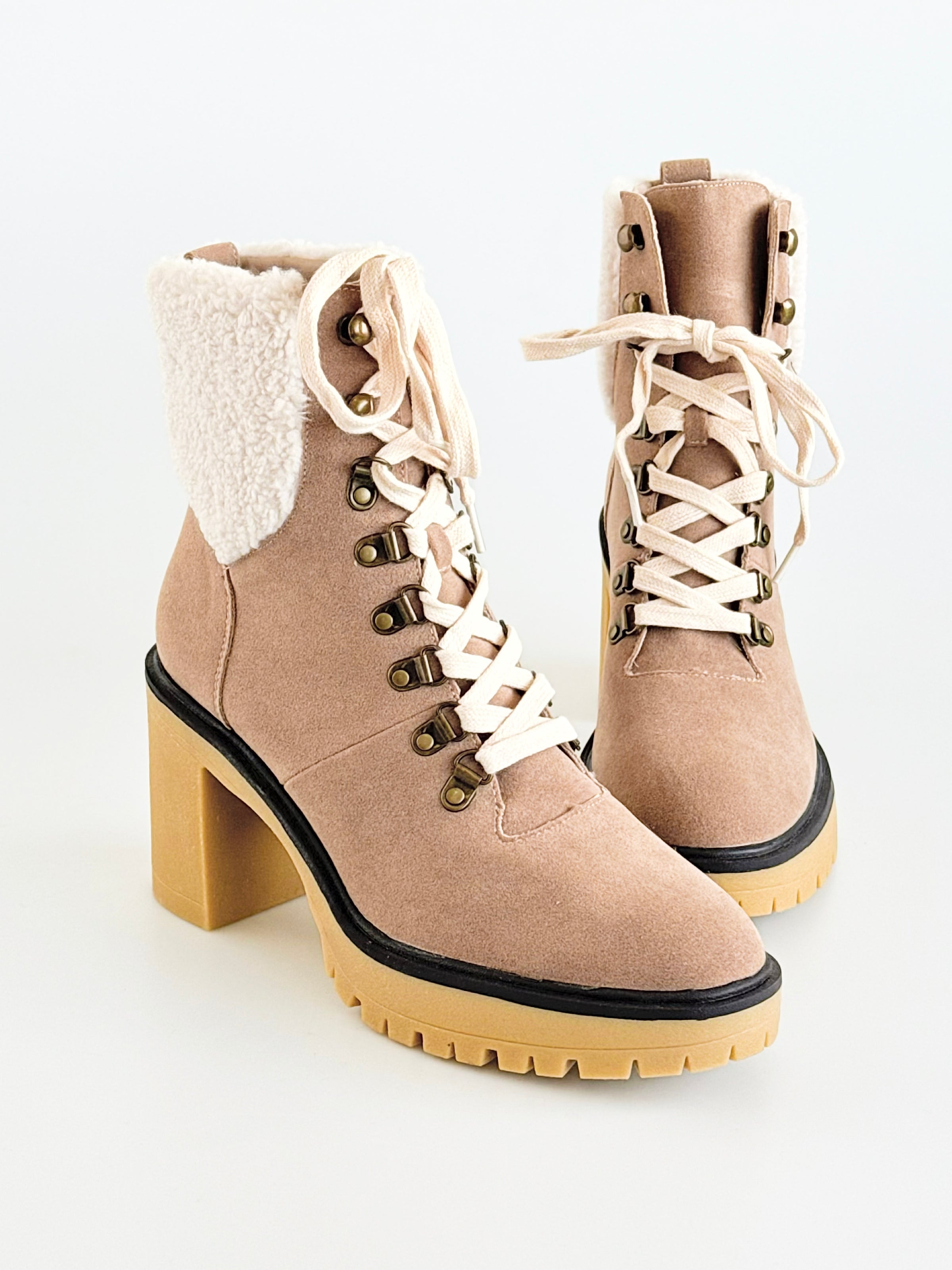 Alpine Heeled Boots - Khaki-250 Shoes-Oasis Society-Coastal Bloom Boutique, find the trendiest versions of the popular styles and looks Located in Indialantic, FL