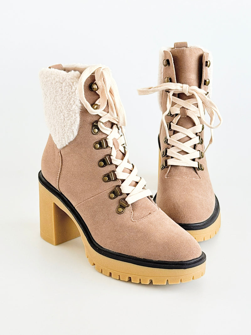 Alpine Heeled Boots - Khaki-250 Shoes-Oasis Society-Coastal Bloom Boutique, find the trendiest versions of the popular styles and looks Located in Indialantic, FL