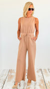 Sleeveless High-Rise Drawstring Wide Leg Jumpsuit-200 dresses/jumpsuits/rompers-BucketList-Coastal Bloom Boutique, find the trendiest versions of the popular styles and looks Located in Indialantic, FL