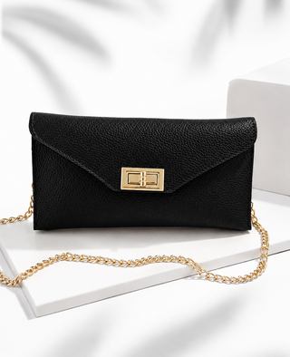 Evening Escape Italian Leather Bag- Black