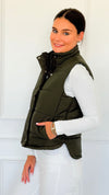 Warm Intentions Zip Puffer Vest - Dark Olive-160 Jackets-Zenana-Coastal Bloom Boutique, find the trendiest versions of the popular styles and looks Located in Indialantic, FL