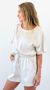 Luxe Lounge Satin Set - Champagne-210 Loungewear/sets-Jodifl-Coastal Bloom Boutique, find the trendiest versions of the popular styles and looks Located in Indialantic, FL