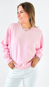 French Terry Sweatshirt - Pink-130 Long Sleeve Tops-HYFVE-Coastal Bloom Boutique, find the trendiest versions of the popular styles and looks Located in Indialantic, FL