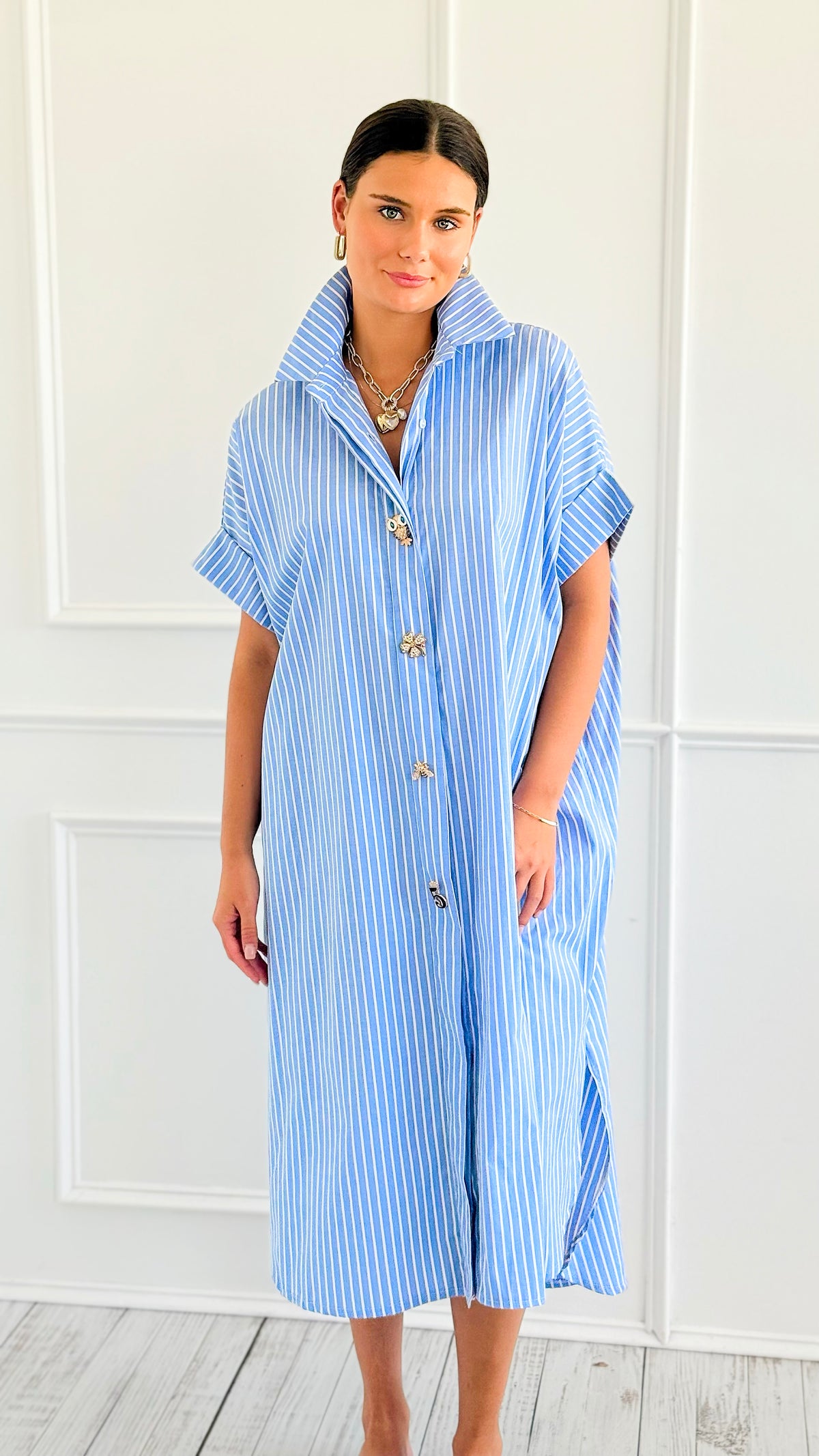 Whimsy Lane Italian Button Dress-200 Dresses/Jumpsuits/Rompers-TATTOO Z-Coastal Bloom Boutique, find the trendiest versions of the popular styles and looks Located in Indialantic, FL