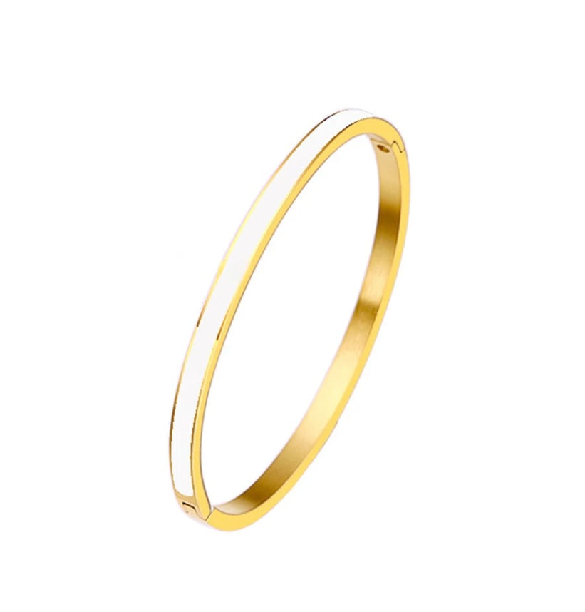 Edge Line Bangle Bracelet - White-230 Jewelry-Chasing Bandits-Coastal Bloom Boutique, find the trendiest versions of the popular styles and looks Located in Indialantic, FL