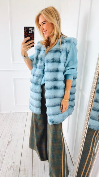 Winter Frost Faux Fur Vest - Blue