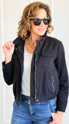Cloud Dreams Faux Fur-Trim Jacket - Black Denim/Black-160 Jackets-IRIS-Coastal Bloom Boutique, find the trendiest versions of the popular styles and looks Located in Indialantic, FL