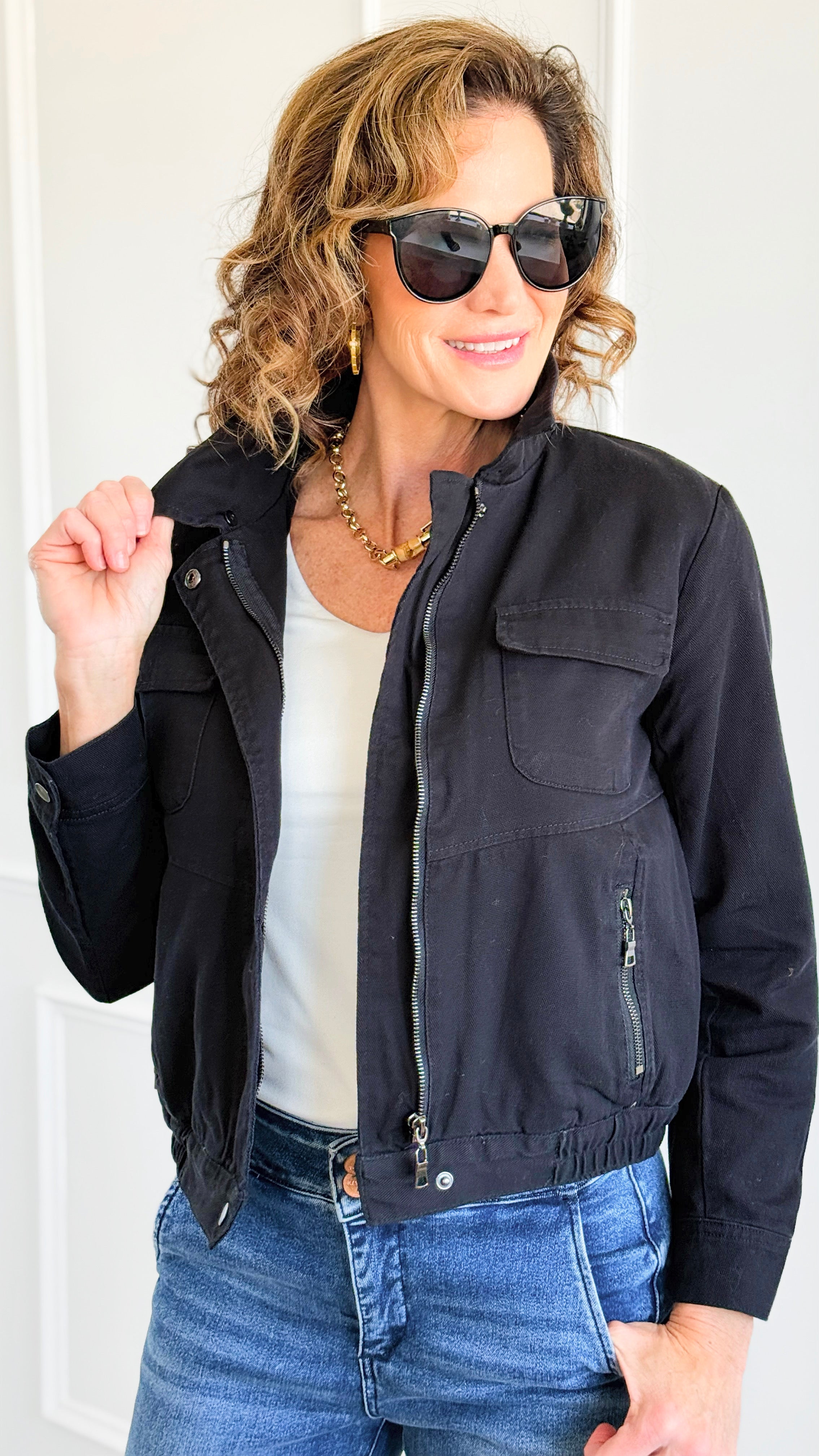Cloud Dreams Faux Fur-Trim Jacket - Black Denim/Black-160 Jackets-IRIS-Coastal Bloom Boutique, find the trendiest versions of the popular styles and looks Located in Indialantic, FL
