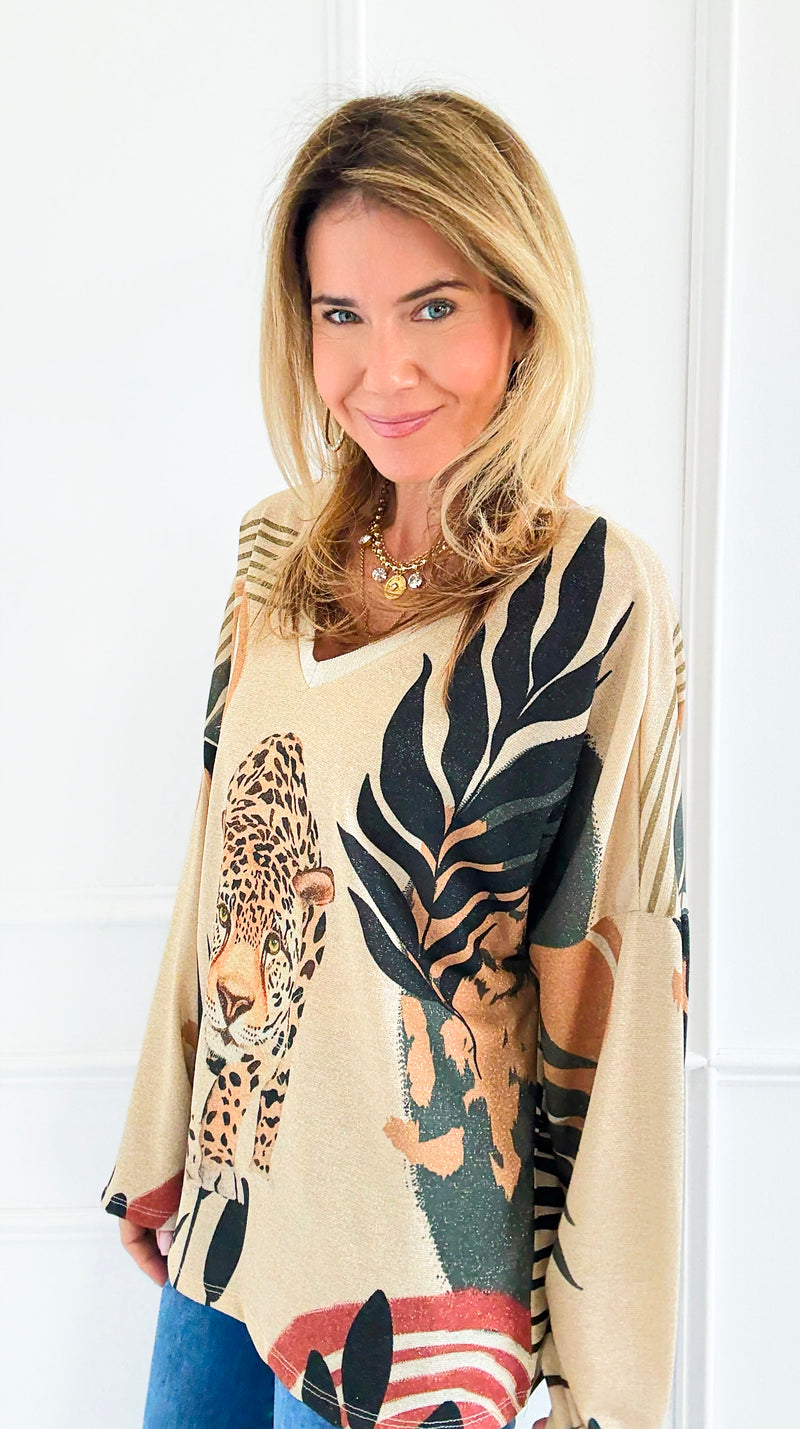 Sunset Prowl Italian Lurex Sweater-140 Sweaters-Italianissimo-Coastal Bloom Boutique, find the trendiest versions of the popular styles and looks Located in Indialantic, FL