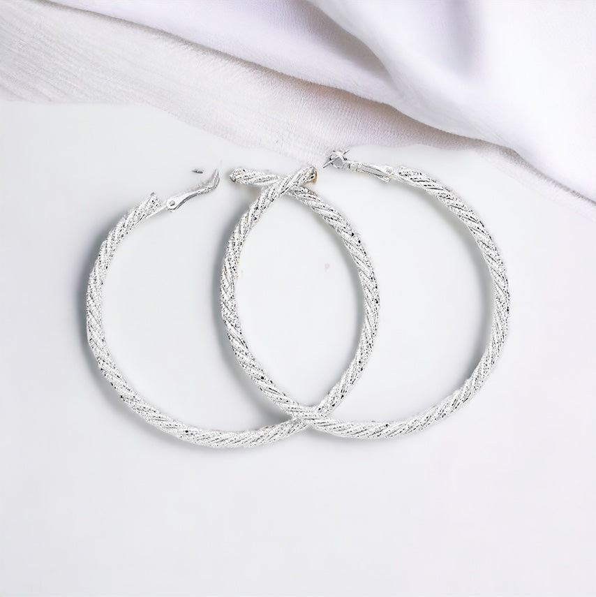 Twisted Textured Hoop Earrings-230 Jewelry-NYW-Coastal Bloom Boutique, find the trendiest versions of the popular styles and looks Located in Indialantic, FL