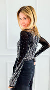 Midnight Sparkle Top-110 Long Sleeve Tops-7Mango7-Coastal Bloom Boutique, find the trendiest versions of the popular styles and looks Located in Indialantic, FL