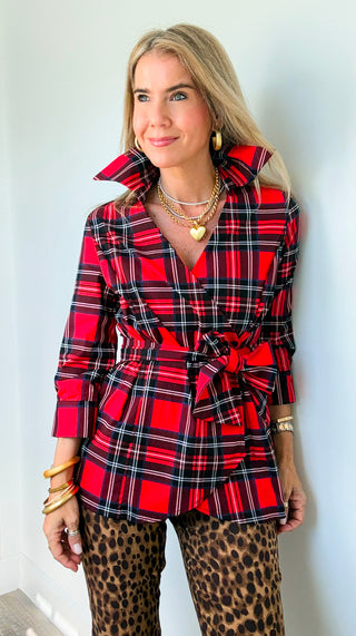 Everly Wrap Top – Highland Tartan