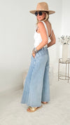 Mineral Washed Terry Wide Pants - Denim-170 Bottoms-EASEL-Coastal Bloom Boutique, find the trendiest versions of the popular styles and looks Located in Indialantic, FL