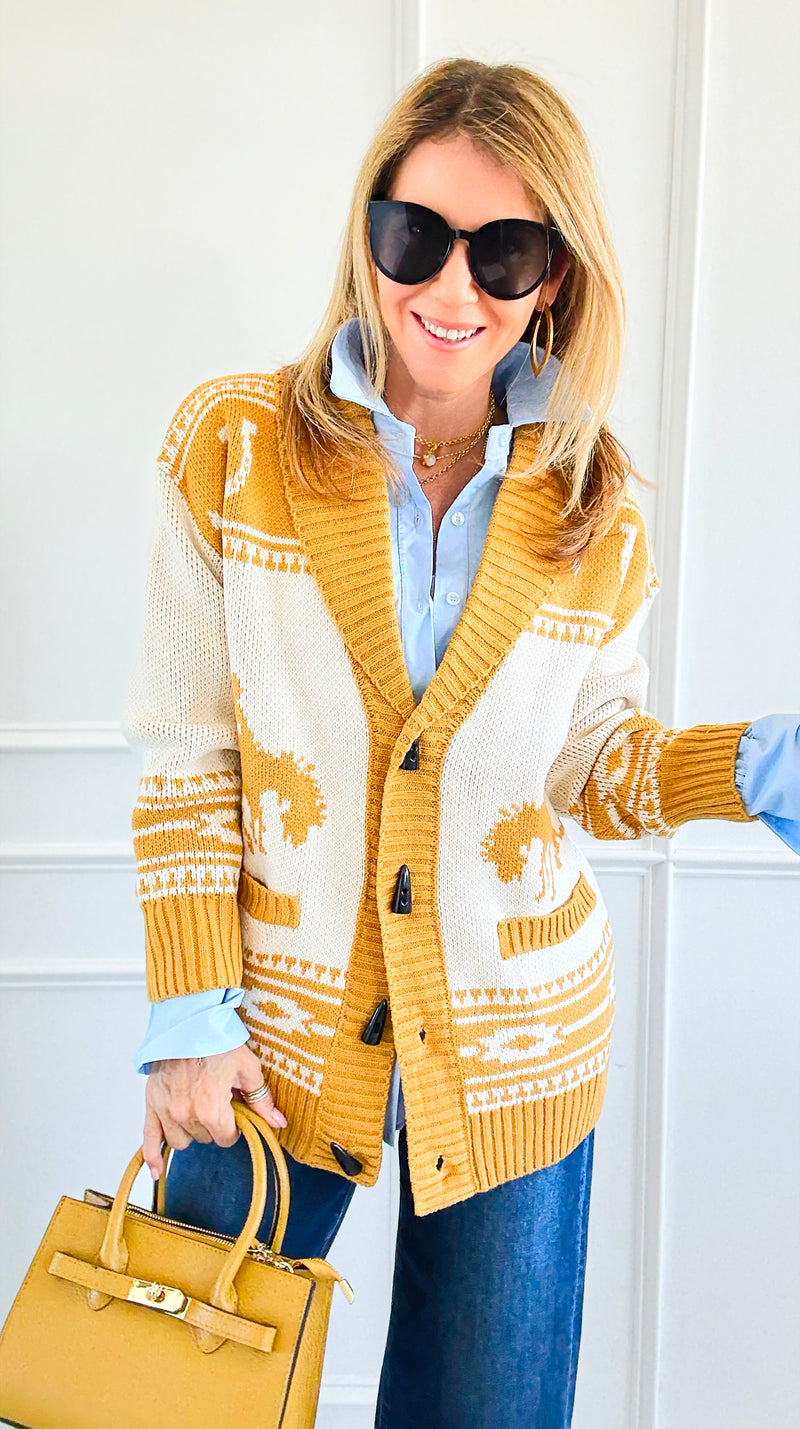 Rodeo Cowboy Cardiigan -Mustard-140 Sweaters-Original USA-Coastal Bloom Boutique, find the trendiest versions of the popular styles and looks Located in Indialantic, FL