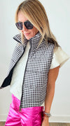 Plaid Italian Vest - Black/ White-150 Cardigan Layers-Italianissimo-Coastal Bloom Boutique, find the trendiest versions of the popular styles and looks Located in Indialantic, FL