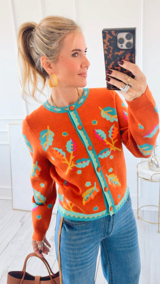 Floral Vibrant Button Cardigan