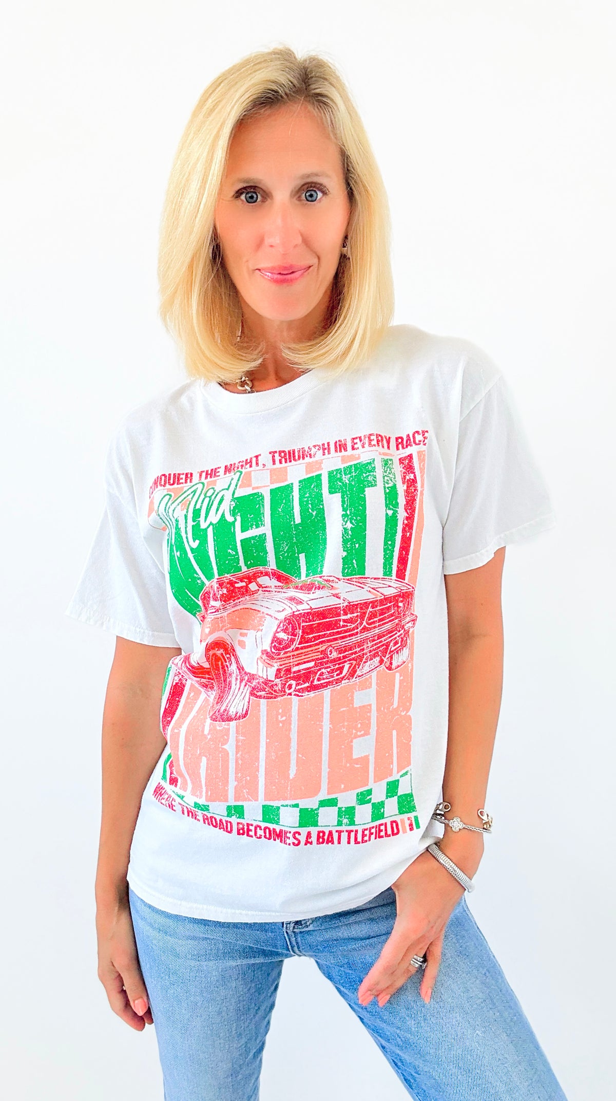 Midnight Racer Cotton Tee-110 short Sleeve Top-Sweet Claire-Coastal Bloom Boutique, find the trendiest versions of the popular styles and looks Located in Indialantic, FL