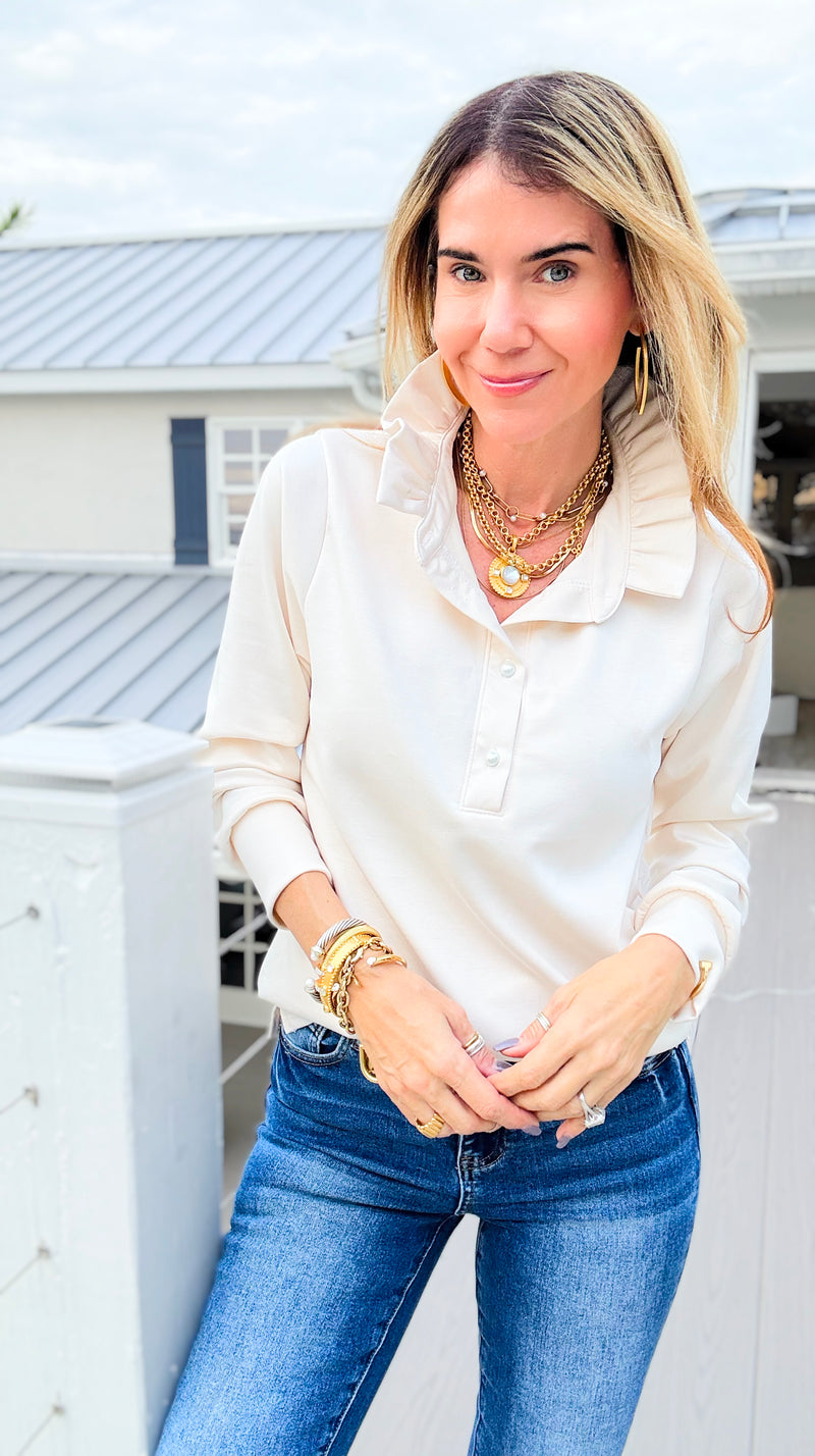 The Juliette Ruffle Long Sleeve Top-110 Long Sleeve Tops-EC COLLECTION INC-Coastal Bloom Boutique, find the trendiest versions of the popular styles and looks Located in Indialantic, FL