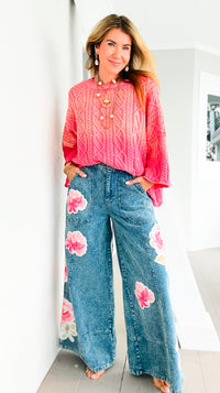 Vintage Blossom Corduroy Pants