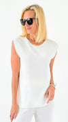 Hampton Waffle Sleeveless Top - White-00 Sleevless Tops-original usa-Coastal Bloom Boutique, find the trendiest versions of the popular styles and looks Located in Indialantic, FL