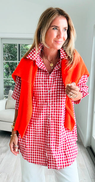 Oversized Gingham Top