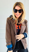 Italian Double Take Blazer II Brown/Blue-160 Jackets-BONITO SRL-Coastal Bloom Boutique, find the trendiest versions of the popular styles and looks Located in Indialantic, FL