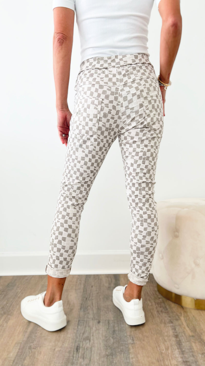 Check Mate Italian Crinkle Jogger - Beige-180 Joggers-Venti6-Coastal Bloom Boutique, find the trendiest versions of the popular styles and looks Located in Indialantic, FL