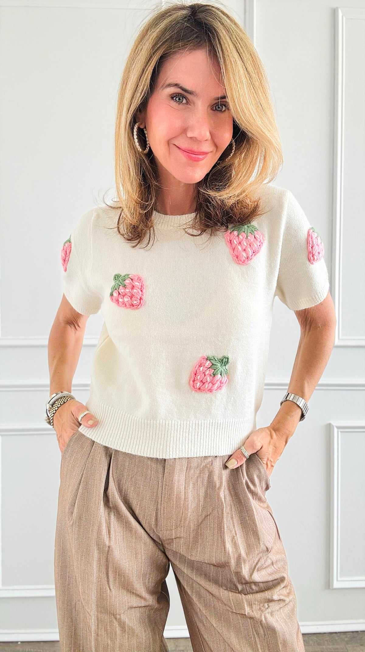 Strawberry Fields Knit Sweater-140 Sweaters-Dreamers-Coastal Bloom Boutique, find the trendiest versions of the popular styles and looks Located in Indialantic, FL