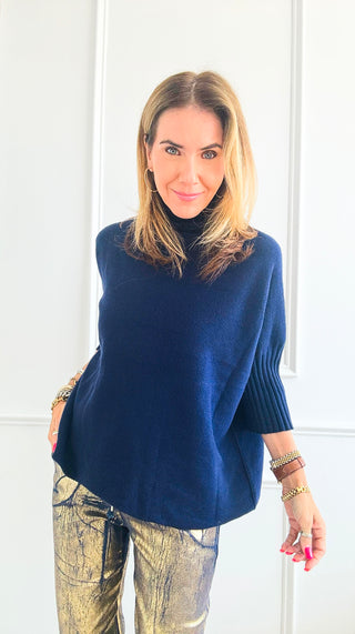 Break Free Italian Sweater Top - Navy-140 Sweaters-Italianissimo-Coastal Bloom Boutique, find the trendiest versions of the popular styles and looks Located in Indialantic, FL