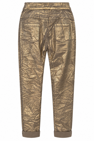 Shine-On Glistening Italian Joggers -Taupe/ Gold