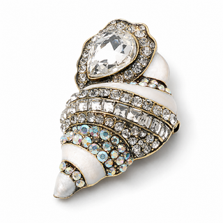 Shell Statement Pin Brooch - White