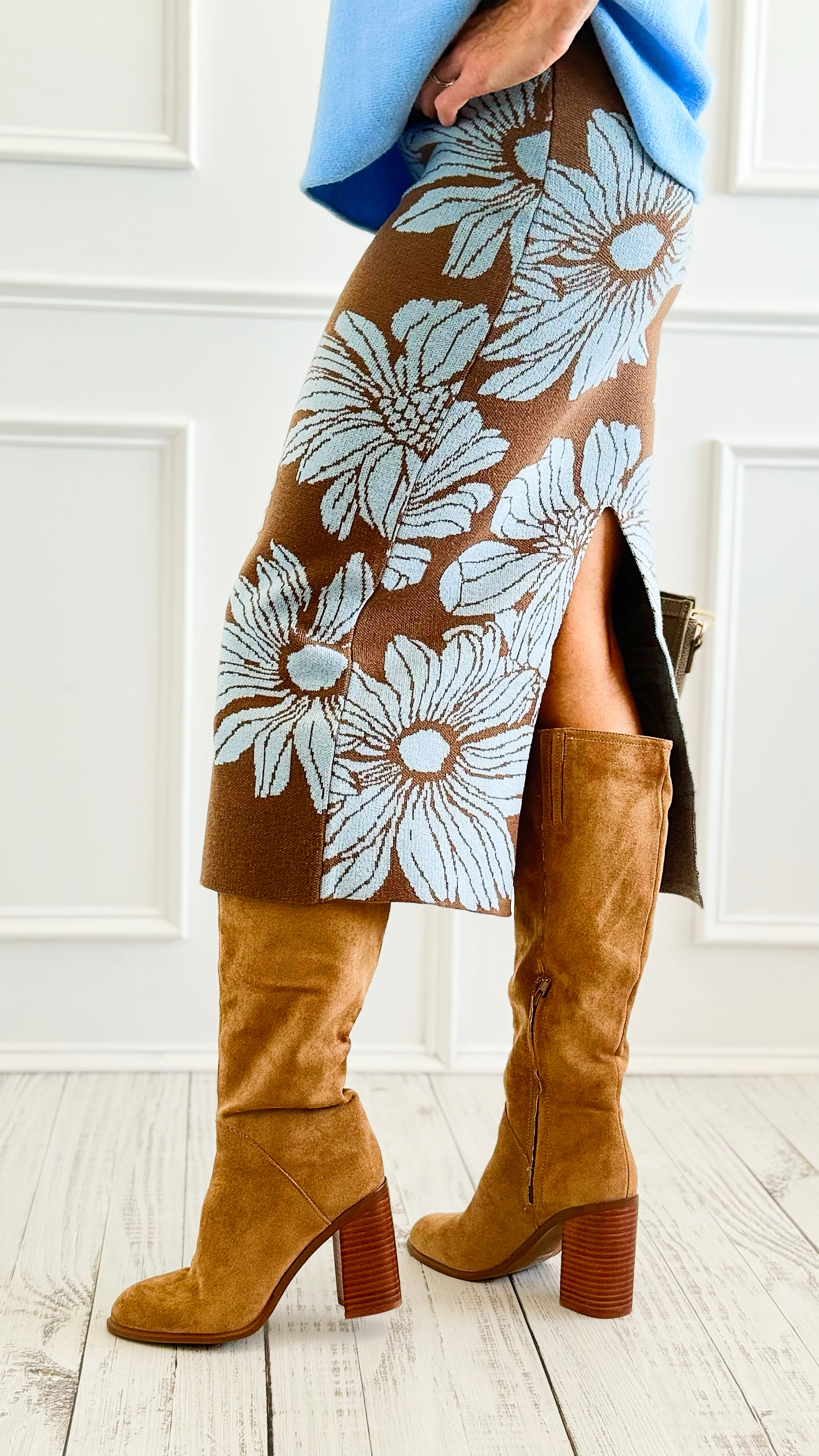 Bloom Boulevard Knit Skirt-170 Bottoms-ROUSSEAU-Coastal Bloom Boutique, find the trendiest versions of the popular styles and looks Located in Indialantic, FL