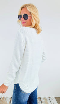 Round Neck Basic Sweater - Ivory-140 Sweaters-Zenana-Coastal Bloom Boutique, find the trendiest versions of the popular styles and looks Located in Indialantic, FL