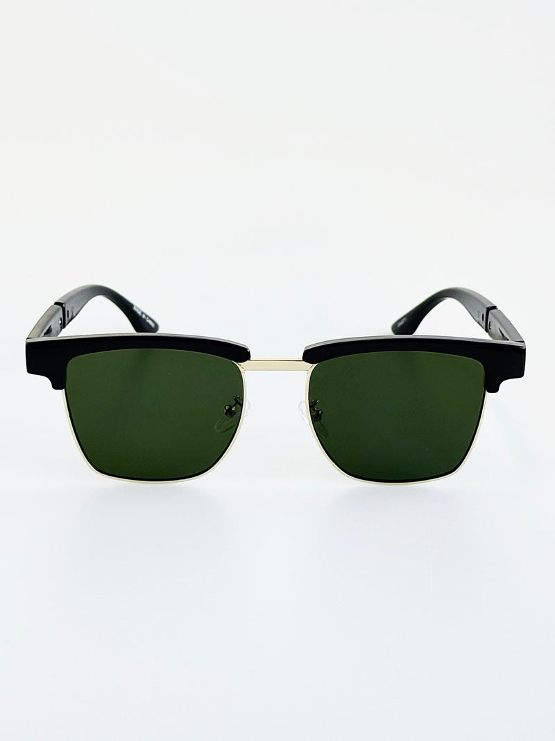 Retro Frame Half-Rim Sunglasses- Black-260 Other Accessories-H&D-Coastal Bloom Boutique, find the trendiest versions of the popular styles and looks Located in Indialantic, FL