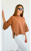 Bell Sleeve Sweater - Deep Camel-140 Sweaters-Zenana-Coastal Bloom Boutique, find the trendiest versions of the popular styles and looks Located in Indialantic, FL