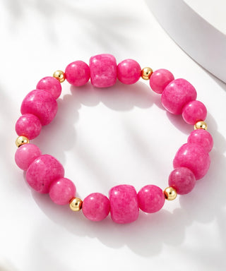 Beaded Station Stretch Bracelet - Fuchsia