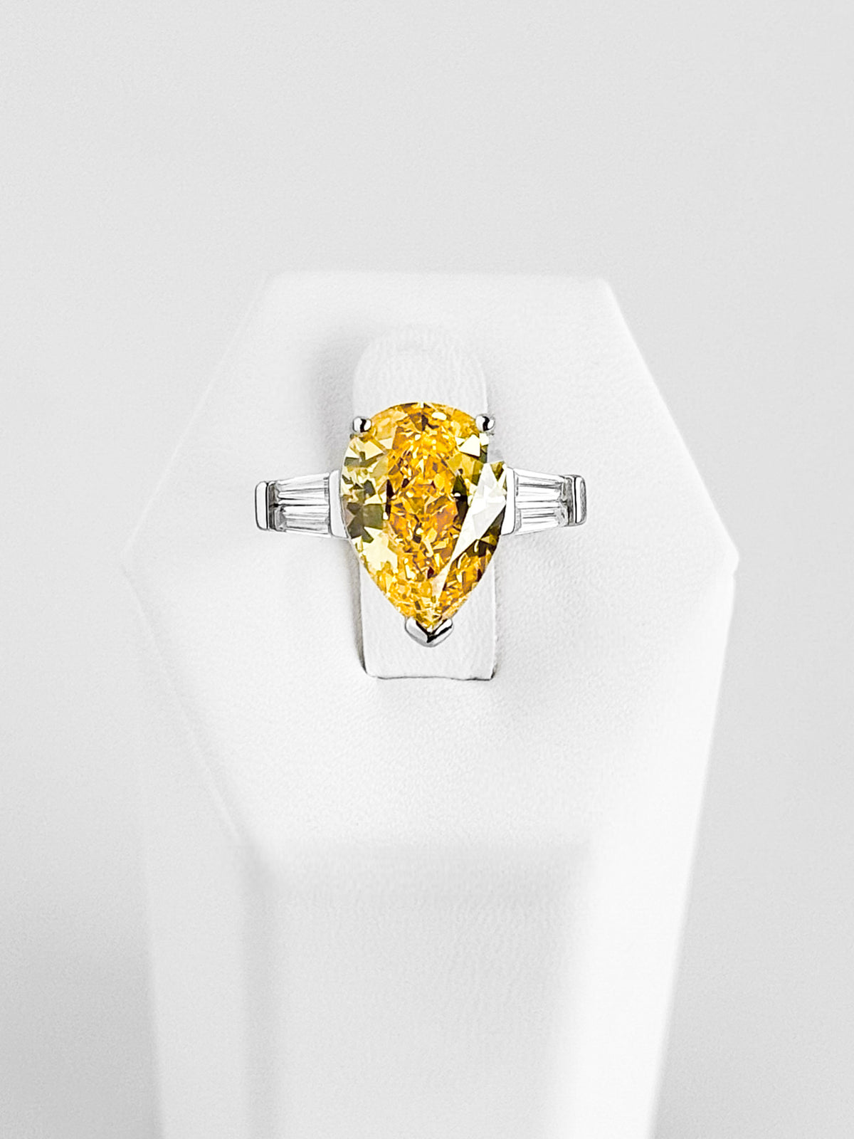 Sterling Silver Pear + Baguette Ring Canary-230 Jewelry-NYC-Coastal Bloom Boutique, find the trendiest versions of the popular styles and looks Located in Indialantic, FL