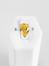 Sterling Silver Pear + Baguette Ring Canary-230 Jewelry-NYC-Coastal Bloom Boutique, find the trendiest versions of the popular styles and looks Located in Indialantic, FL