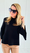 Bell Sleeve Sweater- Black-140 Sweaters-Zenana-Coastal Bloom Boutique, find the trendiest versions of the popular styles and looks Located in Indialantic, FL