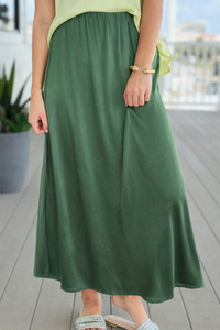 Just My Type Italian Skirt- Olive