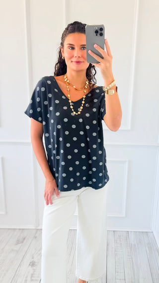 Dot The Occasion V-Neck Italian Top