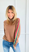 Rainbow Runway Sweater - Mocha-140 Sweaters-V SKY-Coastal Bloom Boutique, find the trendiest versions of the popular styles and looks Located in Indialantic, FL