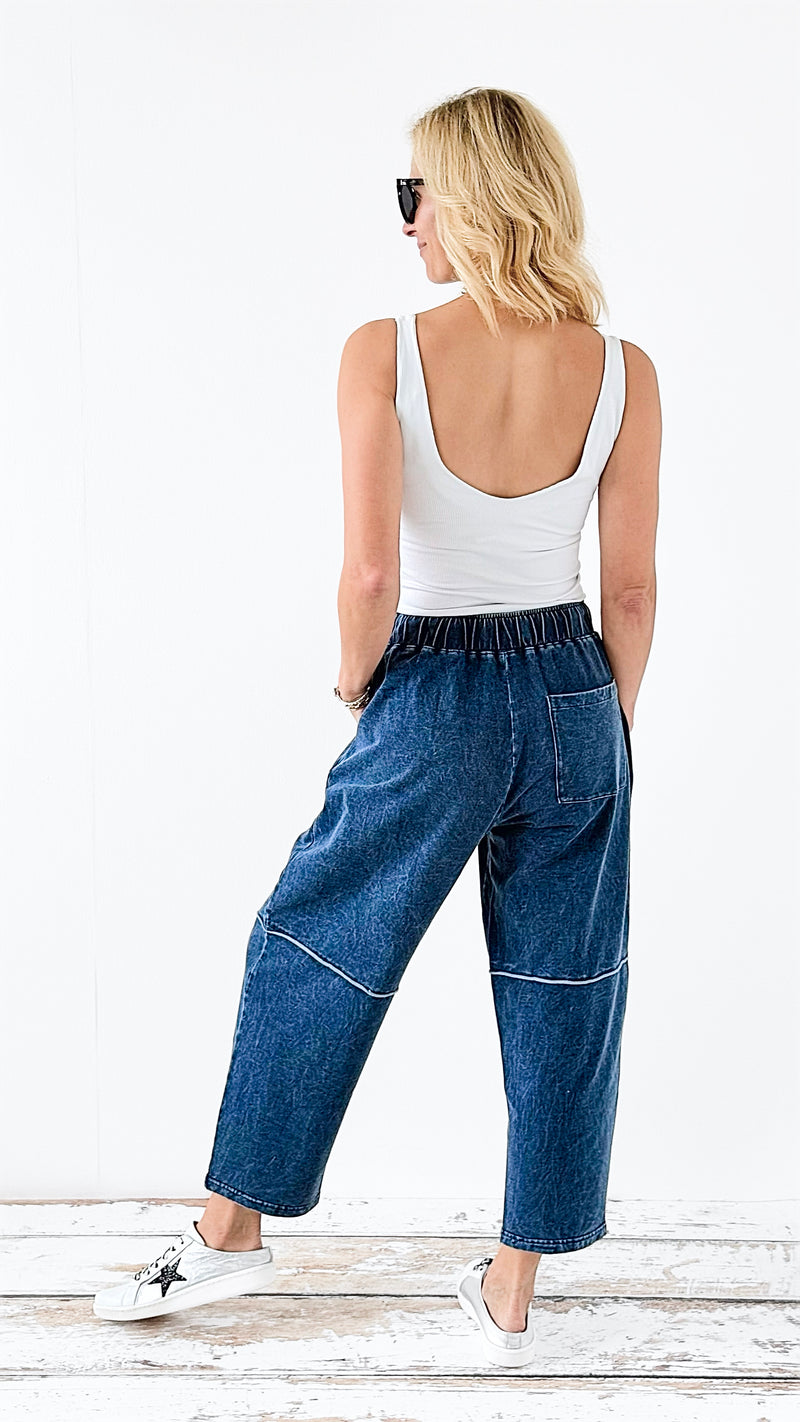 Drawstring Relaxed Denim Joggers-180 Joggers-Mono B-Coastal Bloom Boutique, find the trendiest versions of the popular styles and looks Located in Indialantic, FL