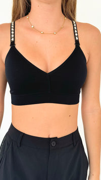 Strap Situation Bra - Black Plunge/ Two Tone Dome Studs-220 Intimates-Strap-its-Coastal Bloom Boutique, find the trendiest versions of the popular styles and looks Located in Indialantic, FL