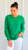 Round Neck Basic Sweater - K GREEN-140 Sweaters-Zenana-Coastal Bloom Boutique, find the trendiest versions of the popular styles and looks Located in Indialantic, FL