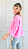 Pure Comfort Italian Sweater- Pink-140 Sweaters-Italianissimo-Coastal Bloom Boutique, find the trendiest versions of the popular styles and looks Located in Indialantic, FL