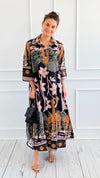 Safari Luxe Botanical Italian Long Dress-200 Dresses/Jumpsuits/Rompers-AZUL MONACO-Coastal Bloom Boutique, find the trendiest versions of the popular styles and looks Located in Indialantic, FL