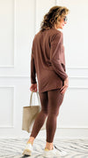 Brushed Microfiber Loungewear Set - Brown-210 Loungewear/Sets-Zenana-Coastal Bloom Boutique, find the trendiest versions of the popular styles and looks Located in Indialantic, FL