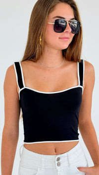 Contrast Ribbed Tank Top-100 Sleeveless Tops-Heart&Hips-Coastal Bloom Boutique, find the trendiest versions of the popular styles and looks Located in Indialantic, FL