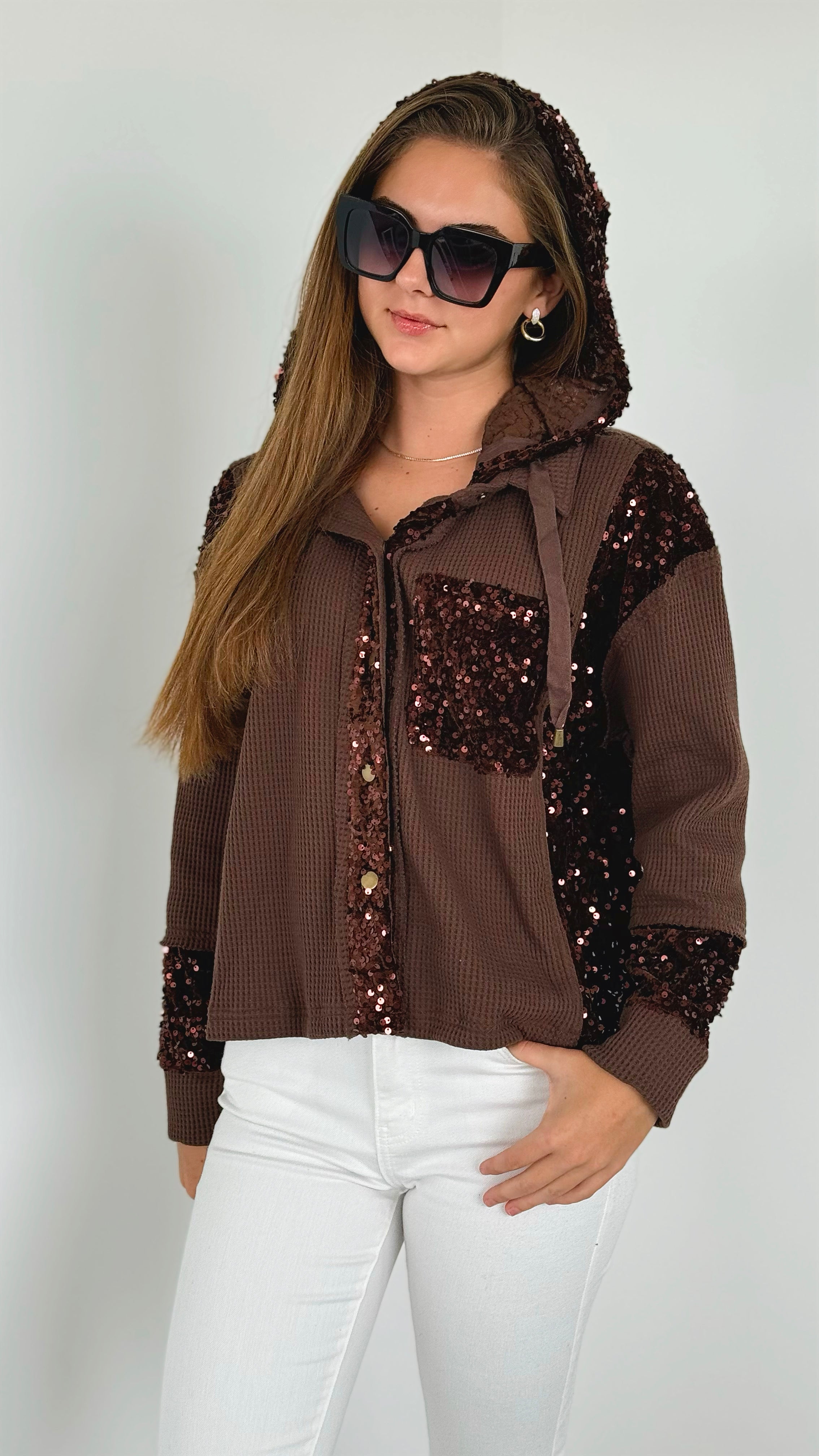 Shimmer Night Hoodie-140 Sweaters-ROUSSEAU-Coastal Bloom Boutique, find the trendiest versions of the popular styles and looks Located in Indialantic, FL